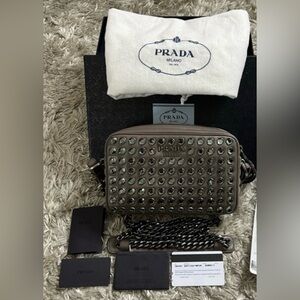 Prada Bandoleria Jeweled Camera Cross Body Bag
